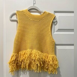 💛 Zara Yellow Knit Fringe Tank Top 💛